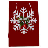 Christmas Snowflake And Shy Red Berry Medium Cadeauzakje (Voorkant)