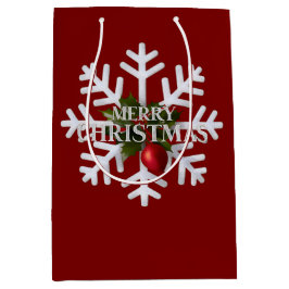 Christmas Snowflake And Shy Red Berry Medium Cadeauzakje