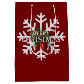 Christmas Snowflake And Shy Red Berry Medium Cadeauzakje (Achterkant)