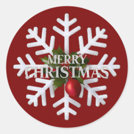 Christmas Snowflake And Shy Red Berry Ronde Sticker
