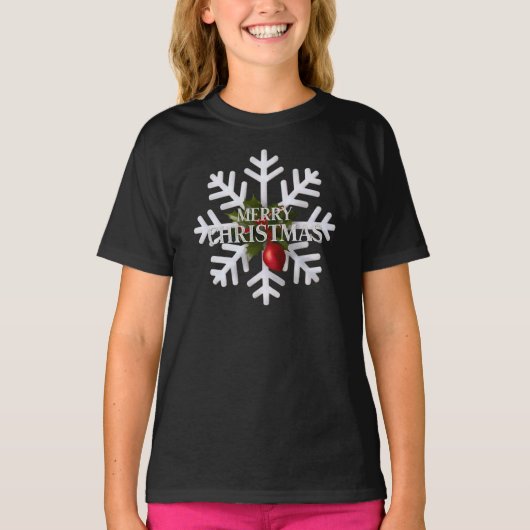 Christmas Snowflake And Shy Red Berry T-shirt (Voorkant)