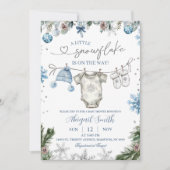 Christmas Snowflake clothesline Baby Shower Kaart (Voorkant)