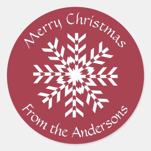 Christmas Snowflake Gift Label van uw familie (Voorkant)