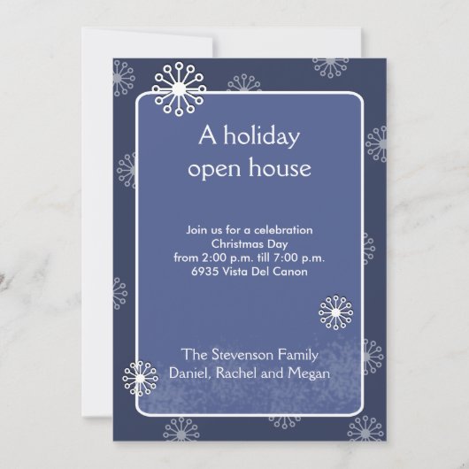 CHRISTMAS Snowflake Holiday Open House Kaart (Voorkant)