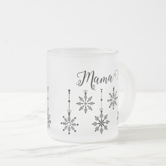 Christmas Snowflake Mama - bewerkbare Frosted Mok (Voorkant rechts)