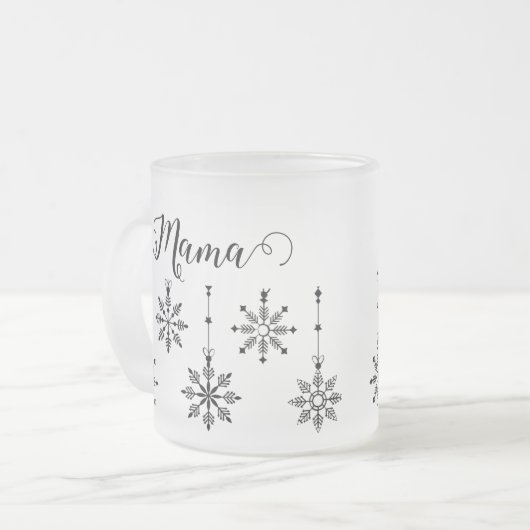Christmas Snowflake Mama - bewerkbare Frosted Mok (Voorkant links)