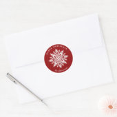 Christmas Snowflake Red Custom Holiday Ronde Sticker (Envelop)
