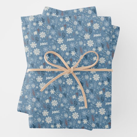 Christmas Snowflake Repeating Name Personalized Inpakpapier Vel (In situ)