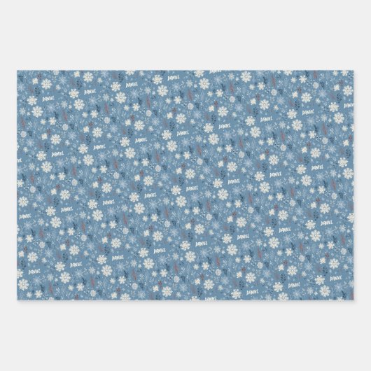 Christmas Snowflake Repeating Name Personalized Inpakpapier Vel (Voorkant)