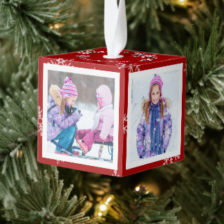 Christmas Snowflake Season's Greetings Photo Cube Decoratie