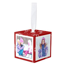 Christmas Snowflake Season's Greetings Photo Cube Decoratie