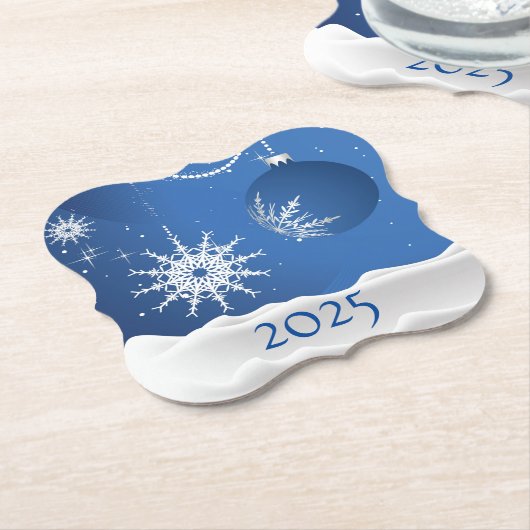 Christmas Snowflake Snow Coaster 2025 Add Name Kartonnen Onderzetters (Gekanteld)