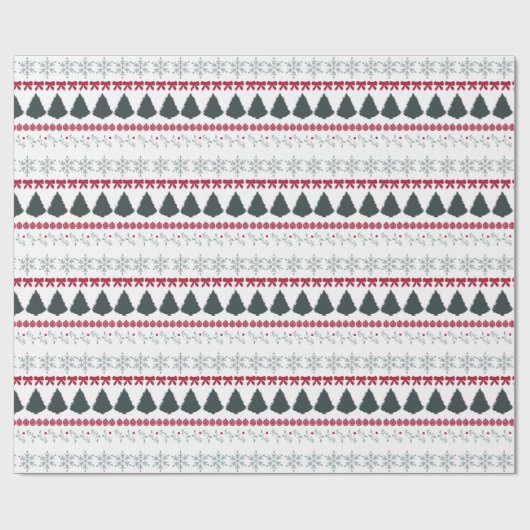 Christmas Snowflakes and Trees Cadeaupapier (Vlak)