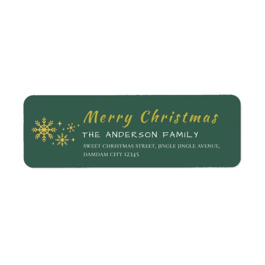 Christmas Snowflakes Elegant Simple Return Address Etiket (Voorkant)