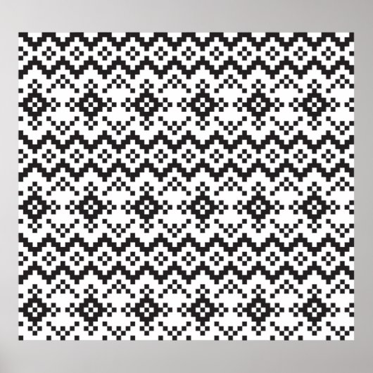 Christmas Snowflakes Fair Isle Seamless Patternart Poster (Voorkant)