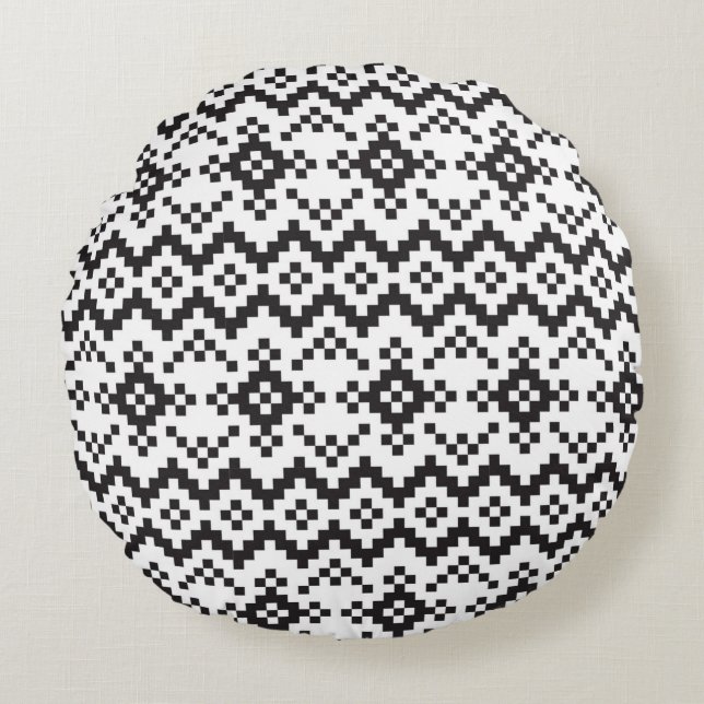 Christmas Snowflakes Fair Isle Seamless Patternart Rond Kussen (Voorkant)