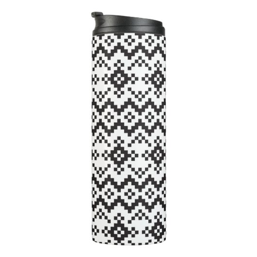 Christmas Snowflakes Fair Isle Seamless Patternart Thermosbeker (Geroteerd rechts)