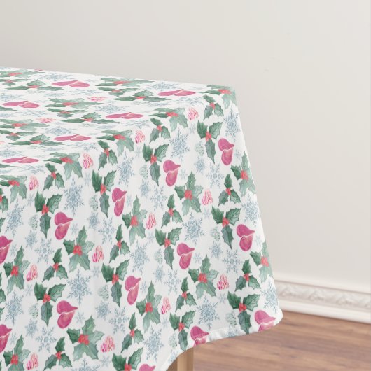 Christmas Snowflakes mistletoe hearts holiday new Tafelkleed (Voorbeeld)