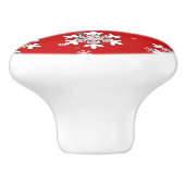 Christmas Snowflakes On Red Drawer Pull Knob Keramische Knop (Zijkant)