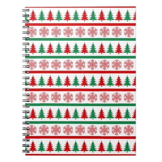 Christmas Snowflakes Pattern Notebook Tree Journal Notitieboek (Voorkant)