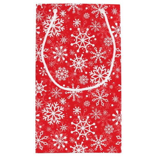 Christmas snowflakes pattern Red Klein Cadeauzakje (Achterkant)