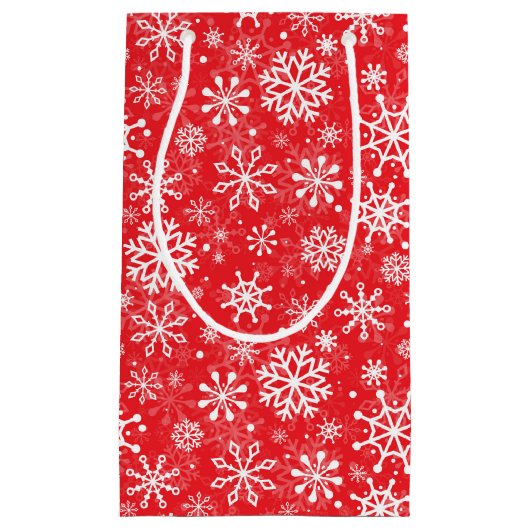 Christmas snowflakes pattern Red Klein Cadeauzakje (Voorkant)