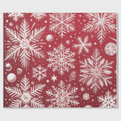 Christmas Snowflakes Red White Snow Decoupage Cadeaupapier (Vlak)