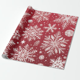 Christmas Snowflakes Red White Snow Decoupage Cadeaupapier