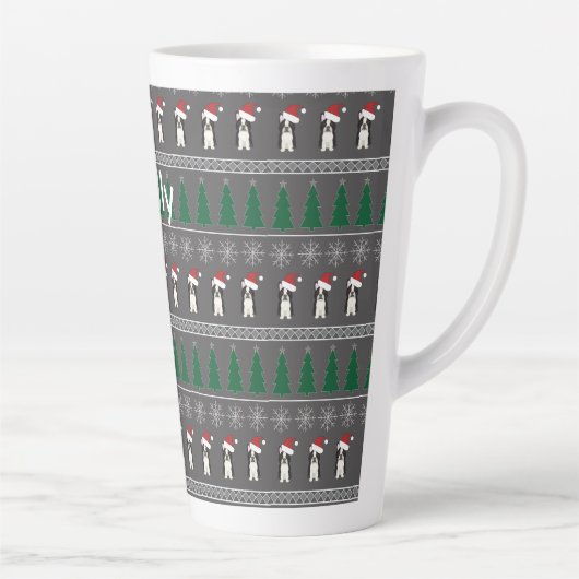 Christmas Snowflakes, Santa Dog, Tree Latte Mok (Rechts)