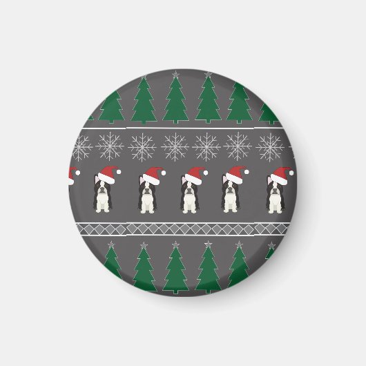 Christmas Snowflakes, Santa Dog, Tree Magneet (Voorkant)