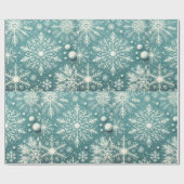 Christmas Snowflakes Snow Teal White Decoupage Cadeaupapier (Vlak)
