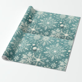 Christmas Snowflakes Snow Teal White Decoupage Cadeaupapier