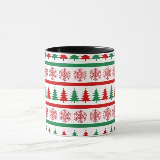 Christmas Snowflakes & Trees Printed Mug Cup Mok (Midden)