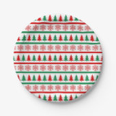 Christmas Snowflakes & Trees Printed Paper Plates Papieren Bordje (Voorkant)