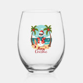 christmas Snowman (1) Wijnglas Zonder Voet (Voorkant)