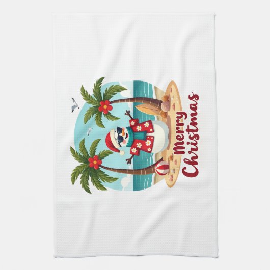 christmas Snowman (3) Theedoek (Verticaal)