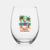 christmas Snowman (3) Wijnglas Zonder Voet (Voorkant)