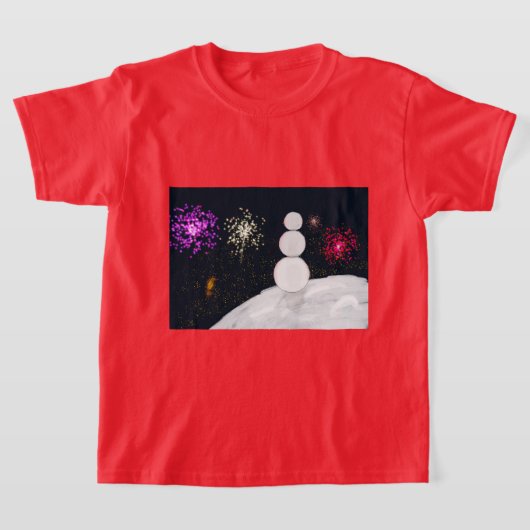 Christmas Snowman and fireworks kids t-shirt (Laagn)