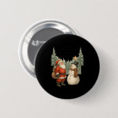 Christmas Snowman And Santa He Was Made Snow Ronde Button 5,7 Cm (Voorkant /achterkant)