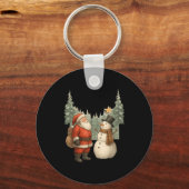 Christmas Snowman And Santa He Was Made Snow  Sleutelhanger (Voorkant)