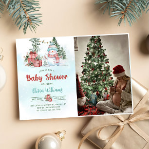 Christmas Snowman Baby shower Party Foto Kaart
