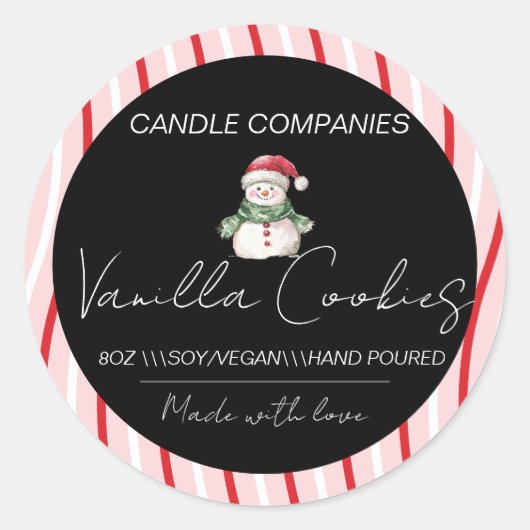 Christmas  Snowman Candle Maker Business  Ronde Sticker (Voorkant)