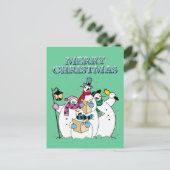 Christmas Snowman Carolers Briefkaart (Staand voorkant)