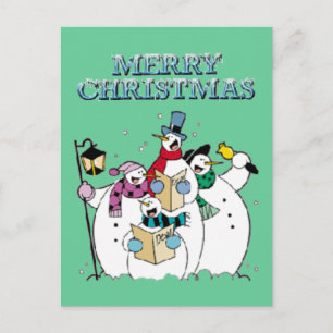 Christmas Snowman Carolers Briefkaart