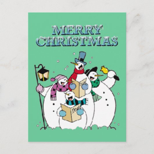 Christmas Snowman Carolers Briefkaart (Voorkant)