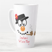 Christmas Snowman Cartoon Personalized Hot Cocoa Latte Mok (Linkerhoek)
