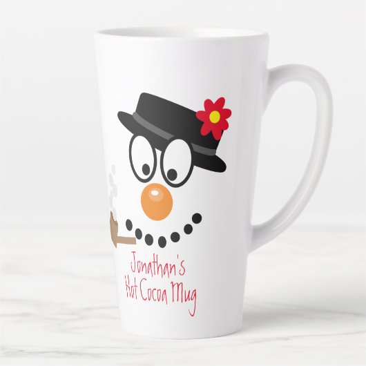 Christmas Snowman Cartoon Personalized Hot Cocoa Latte Mok (Rechts)