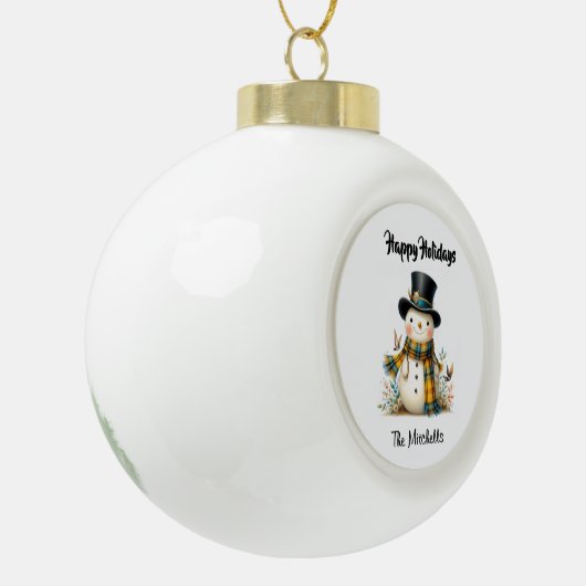 Christmas Snowman Ceramic Ornament (Links)