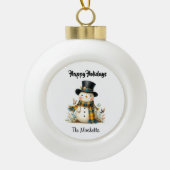 Christmas Snowman Ceramic Ornament (Voorkant)