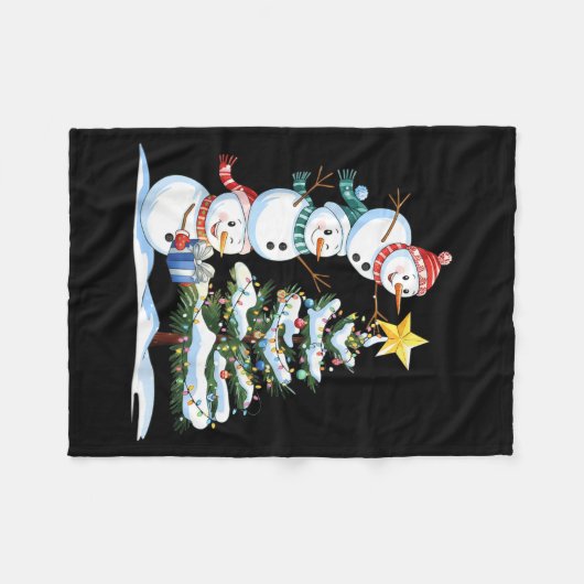 Christmas Snowman Christmas Tree Funny Snowman Lov Fleece Deken (Voorkant (Horizontaal))